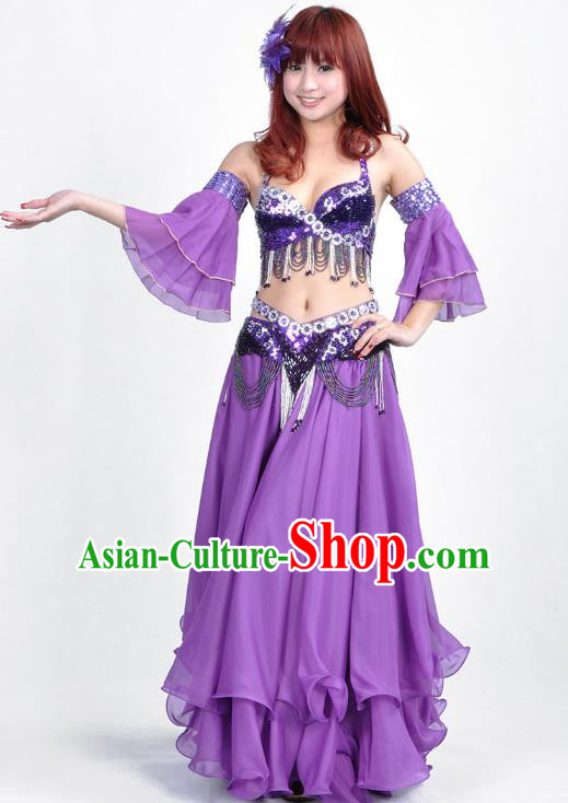 Indian Belly Dance Purple Dress Bollywood Oriental Dance Clothing for Women