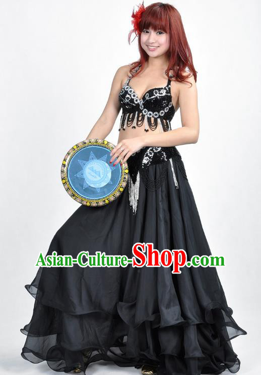 Indian Belly Dance Black Dress Bollywood Oriental Dance Clothing for Women