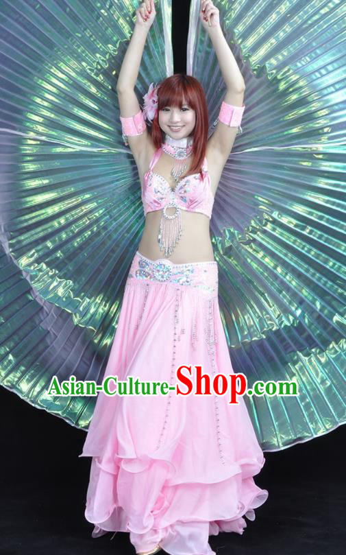 Indian Bollywood Belly Dance Pink Dress Clothing Asian India Oriental Dance Costume for Women