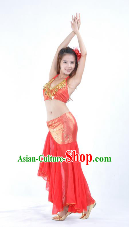 Asian Indian Traditional Belly Dance Costume India Oriental Dance Red Dress for Women