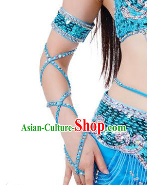 Indian Belly Dance Blue Sleevelet India Raks Sharki Accessories Wristlet for Women