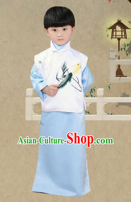 Traditional Chinese Republic of China Nobility Childe Costume Long Robe for Kids