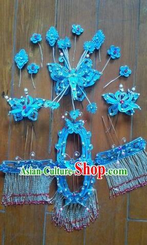 Traditional Handmade Chinese Beijing Opera Hair Accessories Phoenix Coronet Hairpins Complete Set for Women