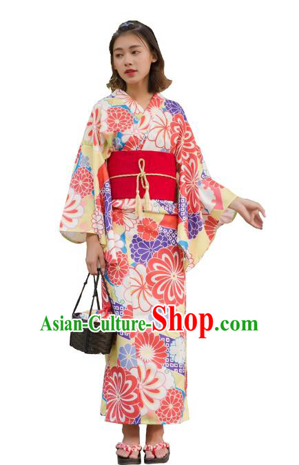 Asian Japanese Traditional Costumes Japan Kimono Printing Bathrobe Clothing for Women