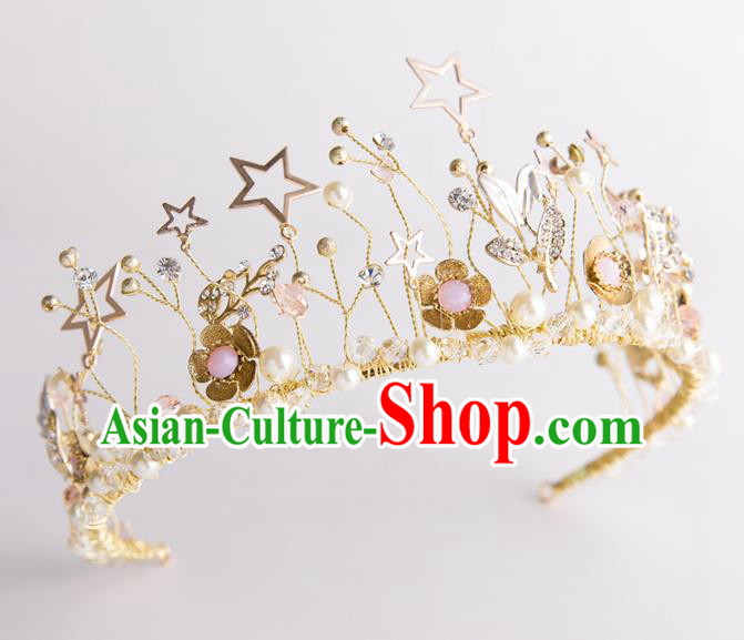 Handmade Classical Wedding Hair Accessories Bride Baroque Pearls Royal Crown Hair Clasp for Women