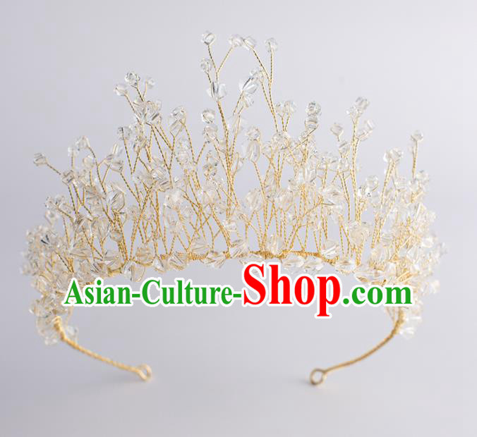 Handmade Classical Wedding Hair Accessories Bride Baroque Royal Crown Crystal Hair Clasp for Women