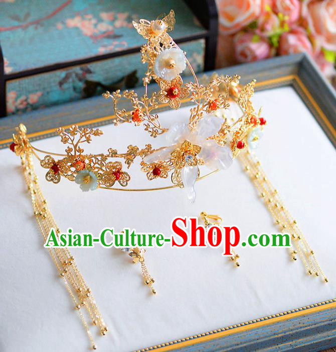 Chinese Handmade Classical Wedding Hair Accessories Ancient Tassel Hairpins Phoenix Coronet for Women