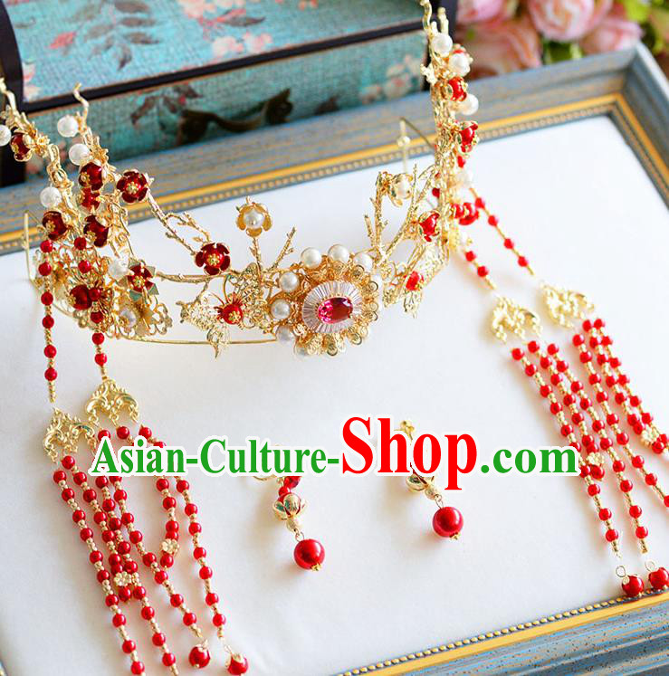 Chinese Handmade Classical Wedding Hair Accessories Ancient Phoenix Coronet Hairpins Headdress for Women