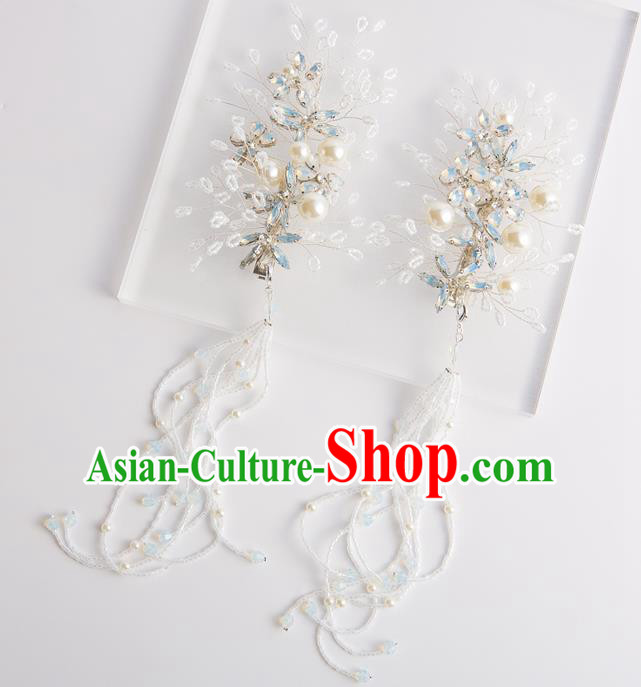 Handmade Classical Wedding Accessories Bride Pearls Tassel Earrings for Women