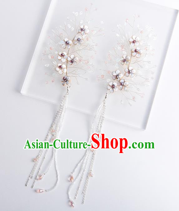 Handmade Classical Wedding Accessories Bride Flowers Tassel Earrings for Women