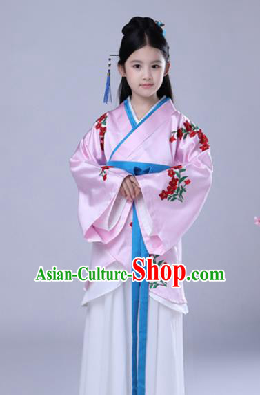 Traditional Chinese Han Dynasty Palace Lady Embroidered Costume, China Ancient Princess Dress for Kids