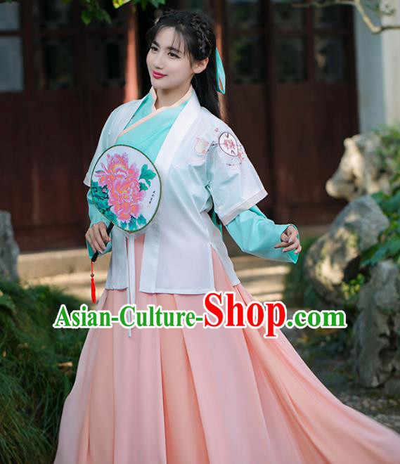 Traditional Chinese Song Dynasty Palace Lady Embroidered Costume, China Ancient Princess Dress for Women