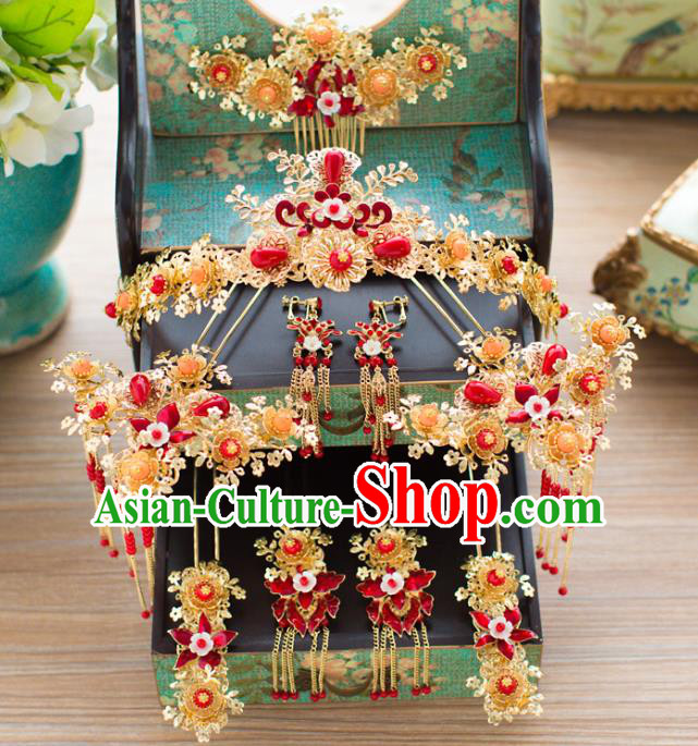 Chinese Handmade Classical Wedding Hair Accessories Ancient Phoenix Coronet Hairpins Headdress for Women