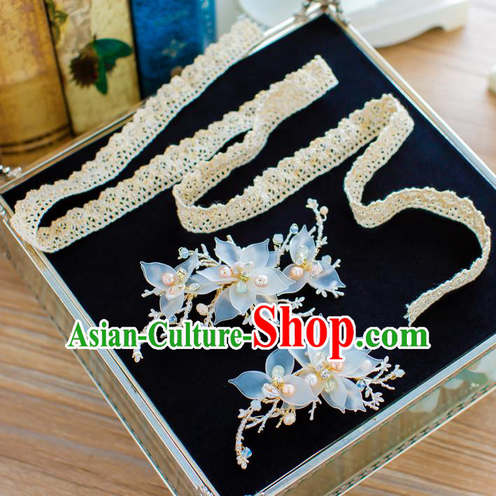 Handmade Classical Wedding Hair Accessories Bride Lace Hair Clasp Hair Stick Headband for Women