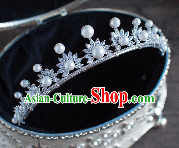 Handmade Classical Hair Accessories Bride Baroque Crystal Pearls Royal Crown Headwear for Women