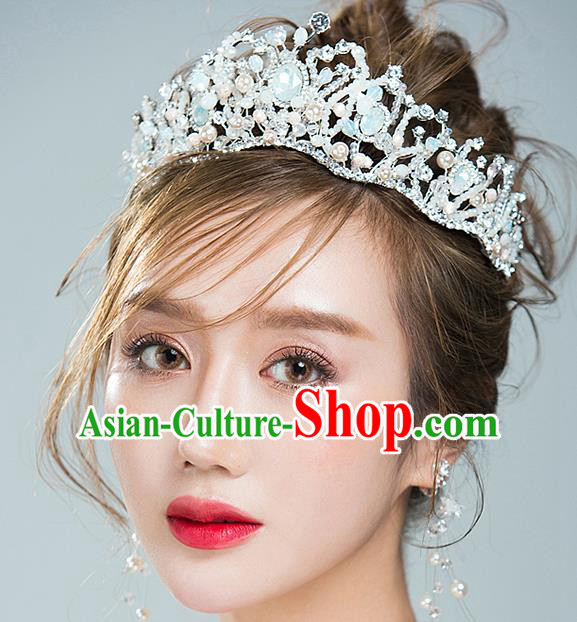 Handmade Classical Hair Accessories Bride Baroque Crystal Royal Crown Opal Coronet for Women