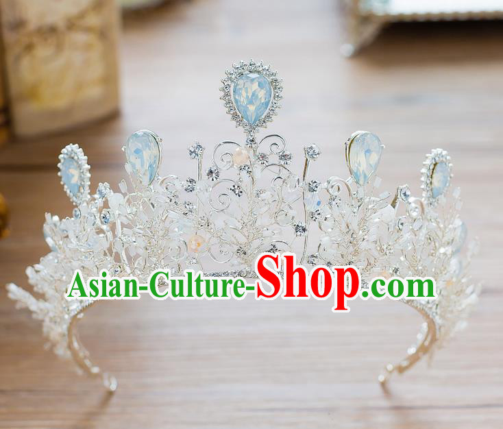 Handmade Classical Hair Accessories Baroque Crystal Royal Crown Princess Opal Coronet for Women