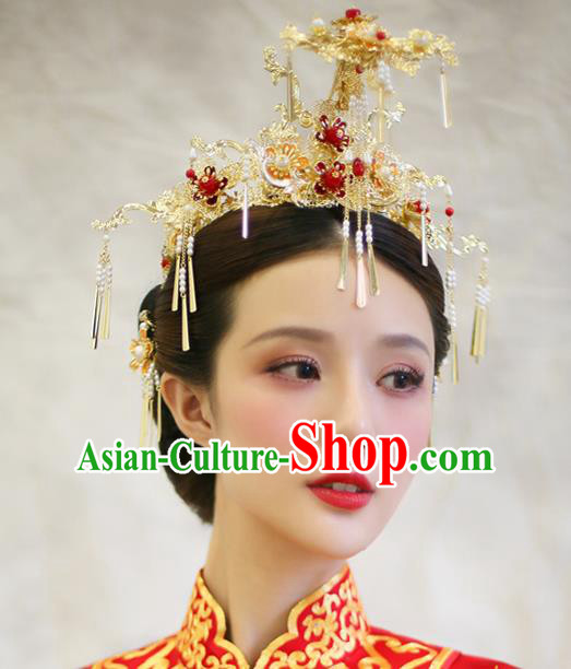 Chinese Handmade Classical Hair Accessories Ancient Palace Phoenix Coronet Hairpins for Women