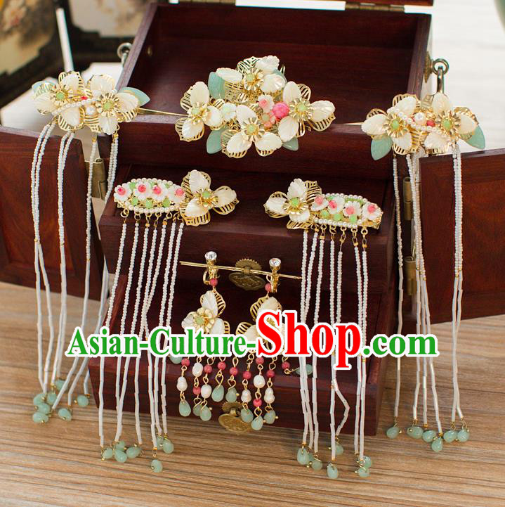 Chinese Handmade Classical Hair Accessories Ancient Palace Tassel Step Shake Hairpins for Women
