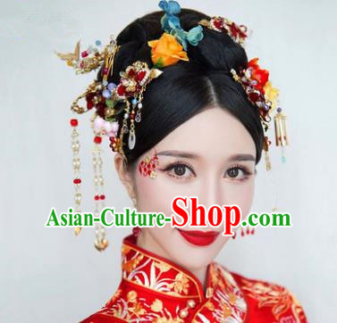 Chinese Handmade Classical Hair Accessories Ancient Bride Hair Stick Hairpins Complete Set for Women