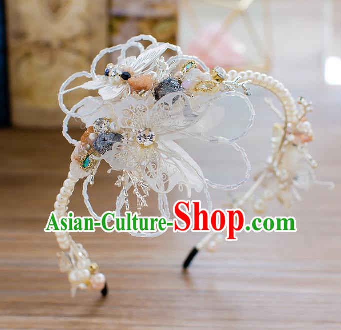 Handmade Classical Wedding Hair Accessories Bride Headwear Butterfly Pearls Hair Clasp for Women