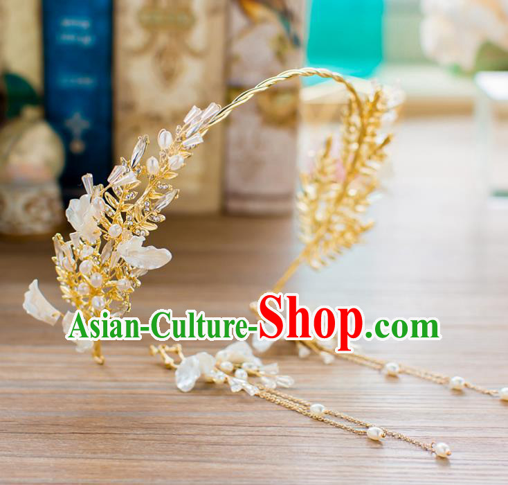 Handmade Classical Wedding Hair Accessories Bride Crystal Shell Hair Clasp Headband for Women