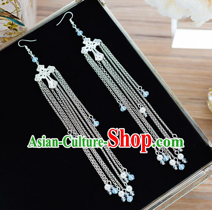 Handmade Classical Wedding Accessories Long Tassel Eardrop Bride Earrings for Women