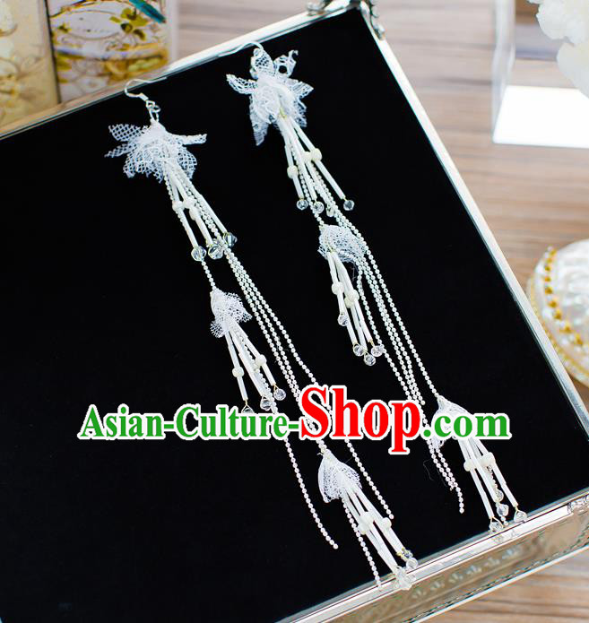 Handmade Classical Wedding Accessories Long Beads Tassel Eardrop Bride Earrings for Women