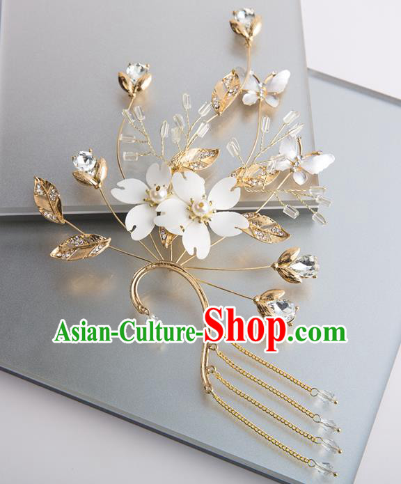 Handmade Classical Wedding Accessories Golden Tassel Eardrop Bride Earrings for Women