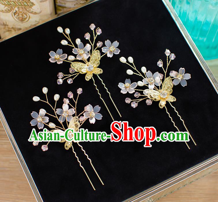 Handmade Classical Wedding Hair Accessories Bride Hair Stick Butterfly Hairpins for Women