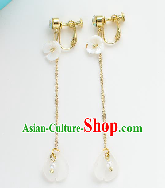 Handmade Classical Wedding Accessories Tassel Eardrop Bride White Shell Earrings for Women