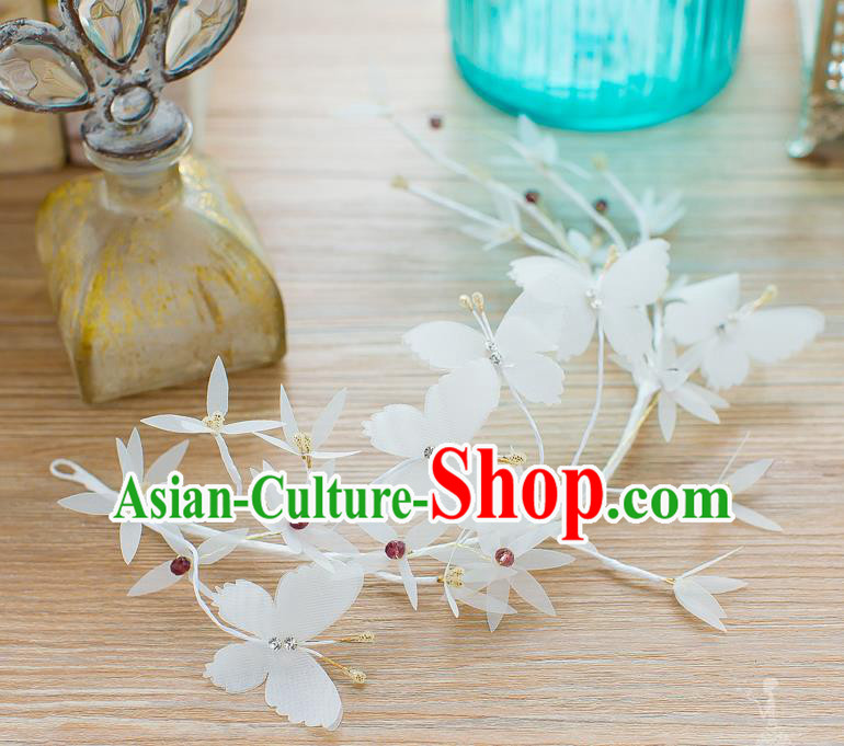 Handmade Classical Wedding Hair Accessories Bride Hair Stick White Butterfly Hair Clasp for Women