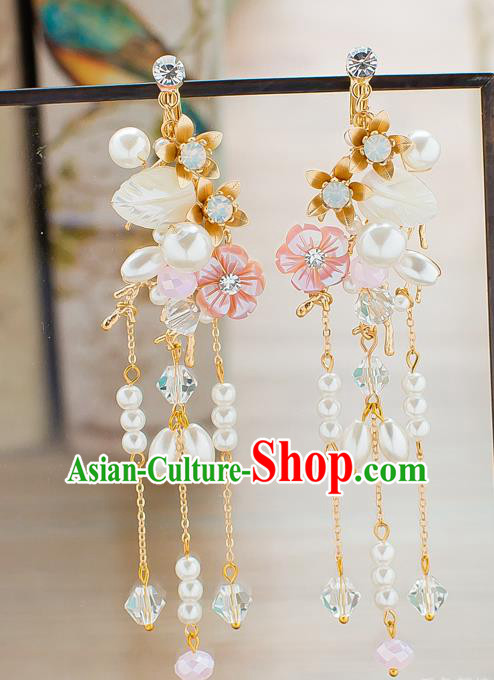 Handmade Classical Wedding Accessories Pearls Tassel Eardrop Bride Earrings for Women