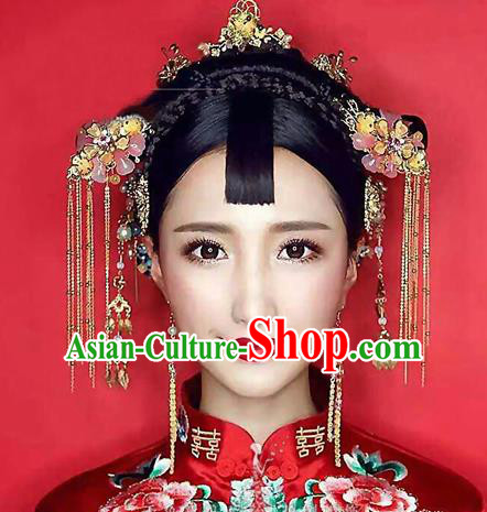 Chinese Handmade Classical Hair Accessories Ancient Palace Hairpins Tassel Step Shake Complete Set for Women