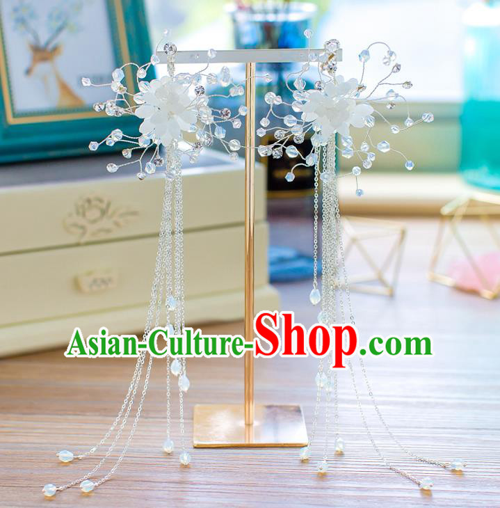 Handmade Classical Wedding Accessories Bride Tassel Ear Pendant Flowers Earrings for Women