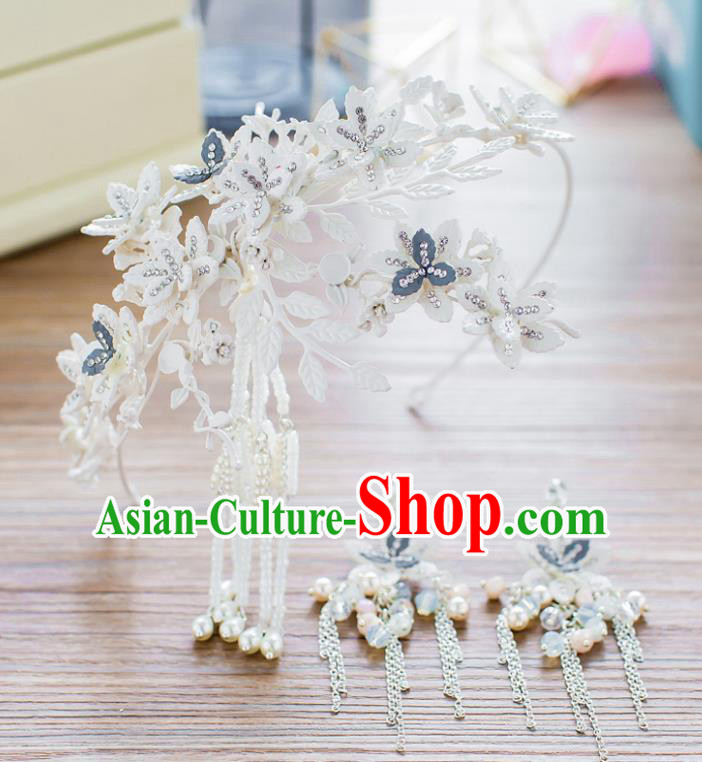 Handmade Classical Wedding Hair Accessories Bride Flowers Tassel Hair Clasp Headband for Women