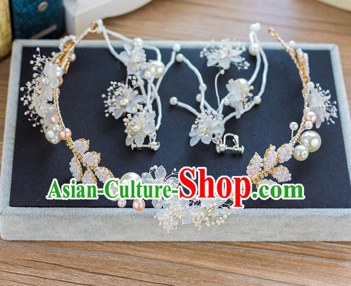 Handmade Classical Wedding Hair Accessories Bride Pearls Hair Clasp Headwear for Women