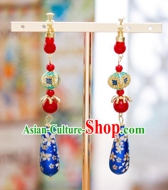 Handmade Classical Wedding Accessories Bride Hanfu Cloisonne Earrings for Women