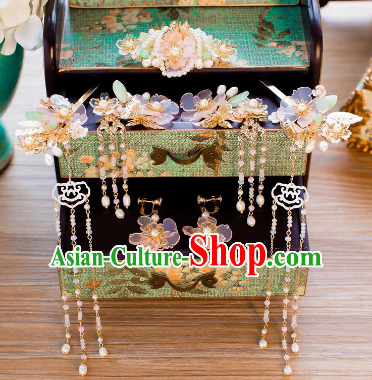 Chinese Handmade Classical Hair Accessories Ancient Pearls Tassel Hair Clip Hairpins for Women