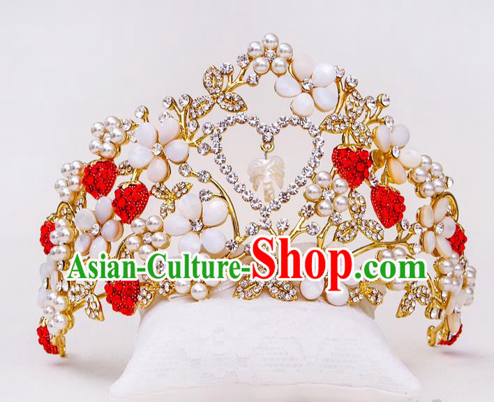 Handmade Classical Hair Accessories Baroque Luxury Crystal Pearls Royal Crown Headwear for Women