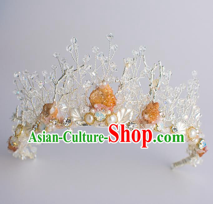 Handmade Classical Hair Accessories Baroque Bride Crystal Royal Crown Headwear for Women