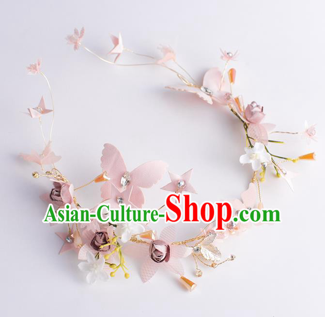 Handmade Classical Wedding Hair Accessories Bride Pink Hair Clasp Headwear for Women