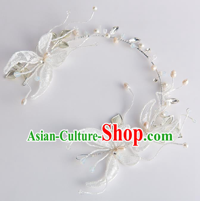 Handmade Classical Wedding Hair Accessories Bride Lace Butterfly Hair Clasp Headwear for Women