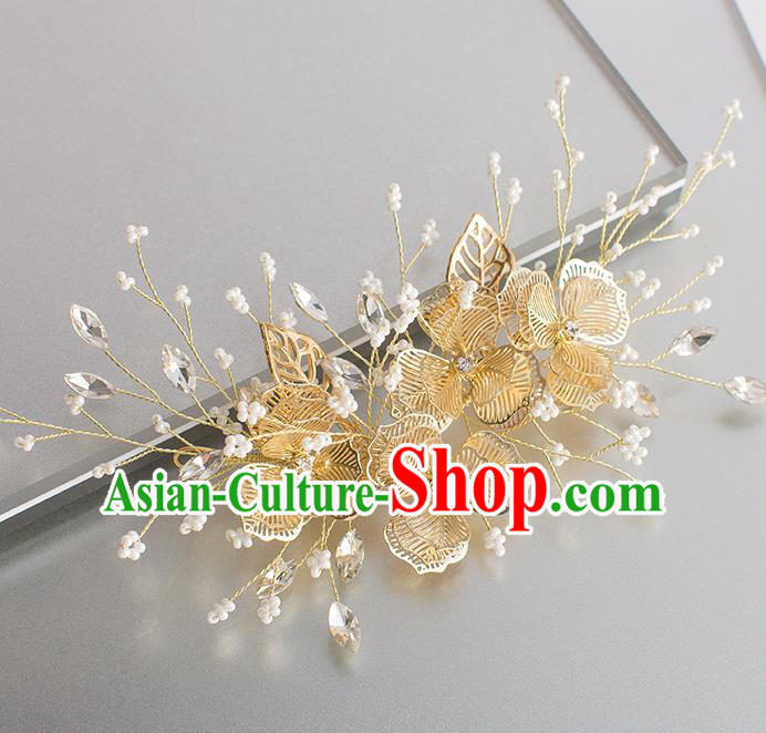 Handmade Classical Wedding Hair Accessories Bride Golden Hair Claw Headwear for Women