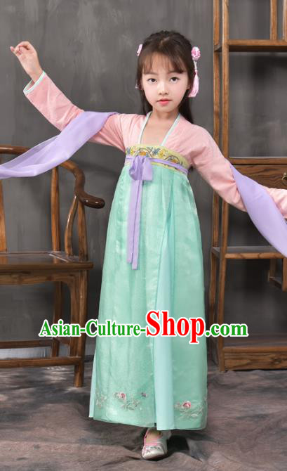 Traditional China Tang Dynasty Princess Costume, Chinese Ancient Palace Lady Hanfu Clothing for Kids