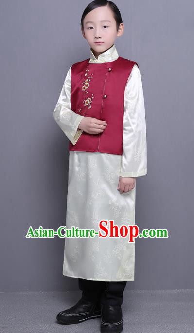 Traditional Republic of China Nobility Childe Embroidered Costume Chinese Long Robe for Men