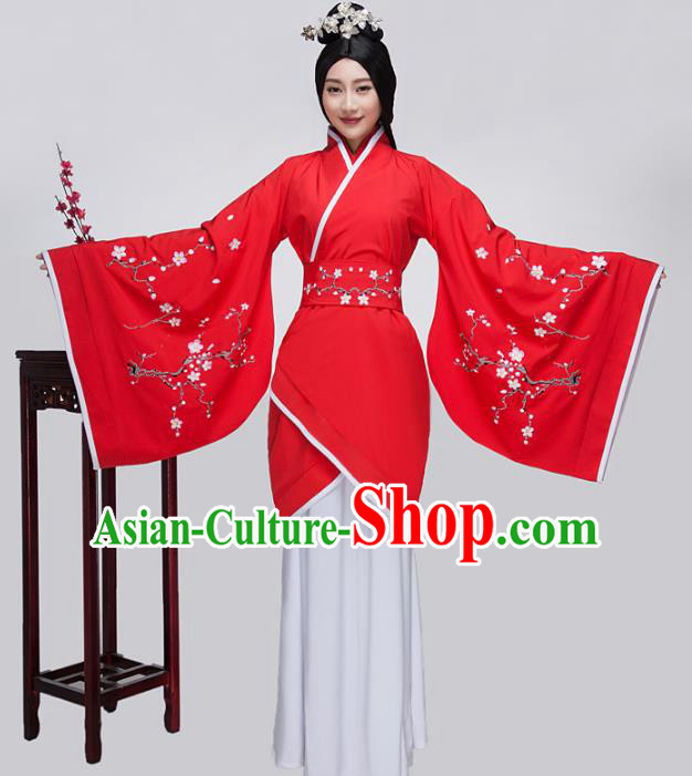 Traditional China Han Dynasty Ancient Princess Wedding Costume Embroidered Red Curving-front Robe for Women