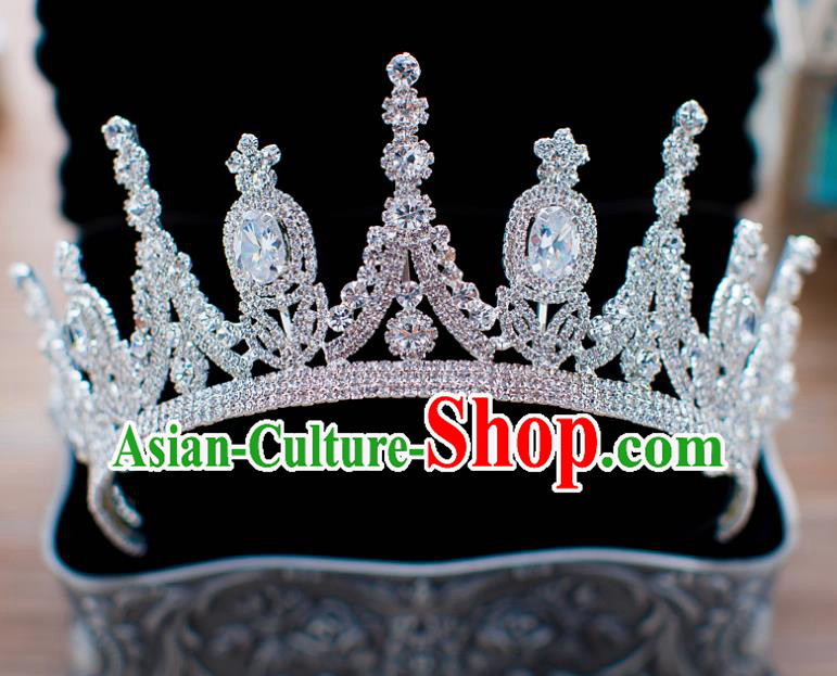 Handmade Classical Hair Accessories Baroque Bride Zircon Royal Crown Headwear for Women