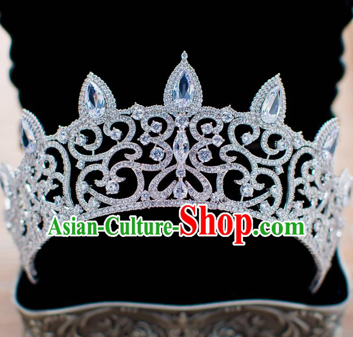 Handmade Classical Hair Accessories Baroque Bride Royal Crown Crystal Hair Coronet Headwear for Women