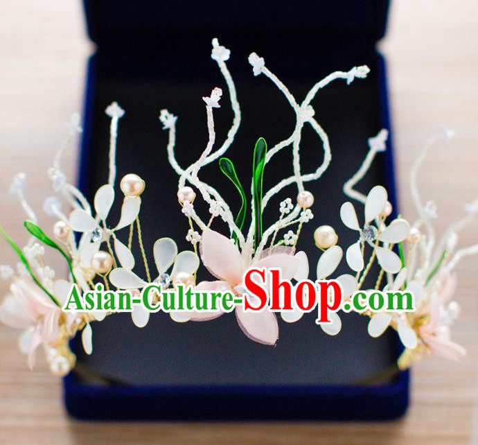 Handmade Classical Wedding Hair Accessories Bride Flowers Pearls Hair Clasp Headwear for Women